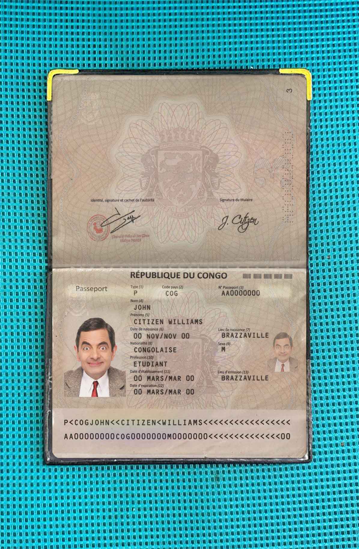 Congo passport (2014 present) photo look PSD template